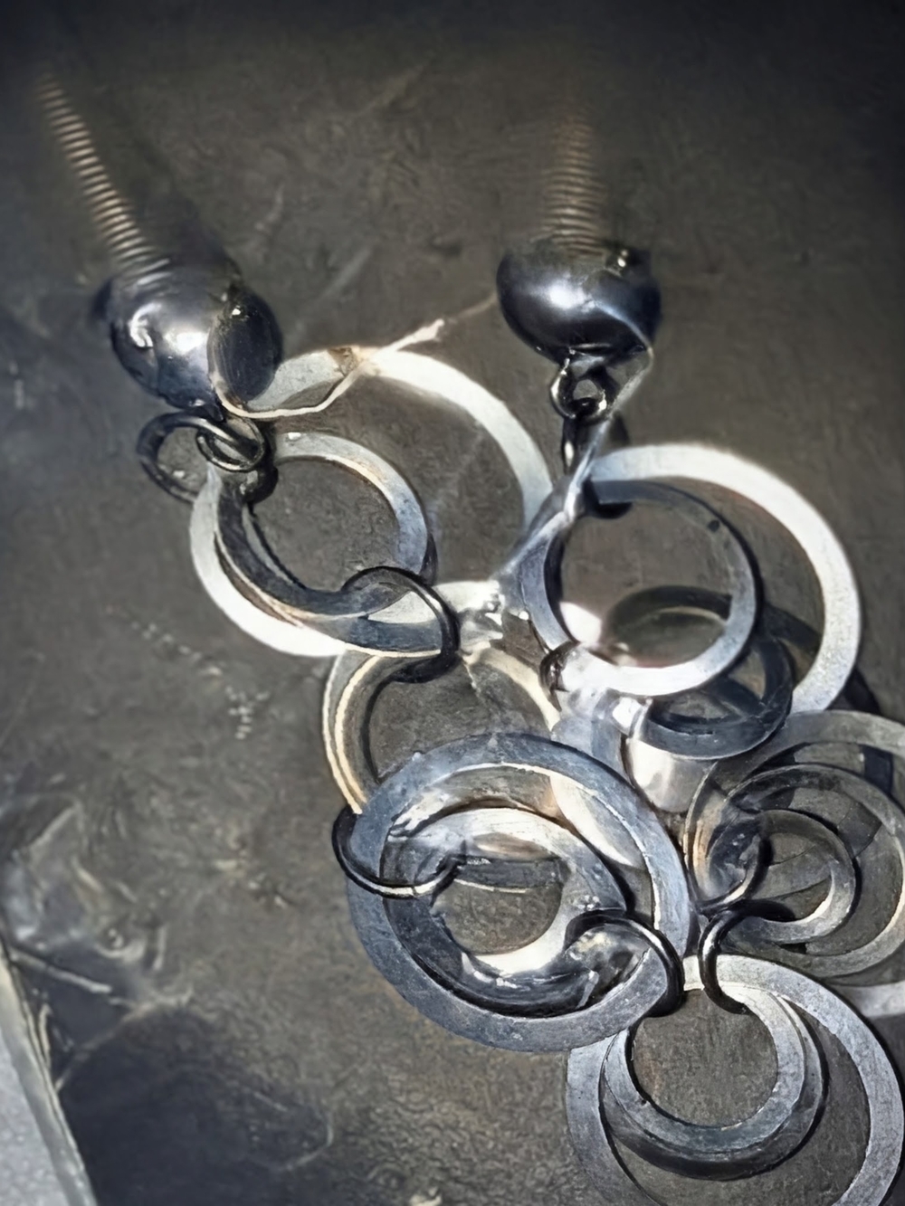 Silver Multi-Ring Pendant Necklace - Silver